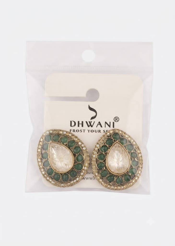 Green and Gold Traditional Drop Earrings